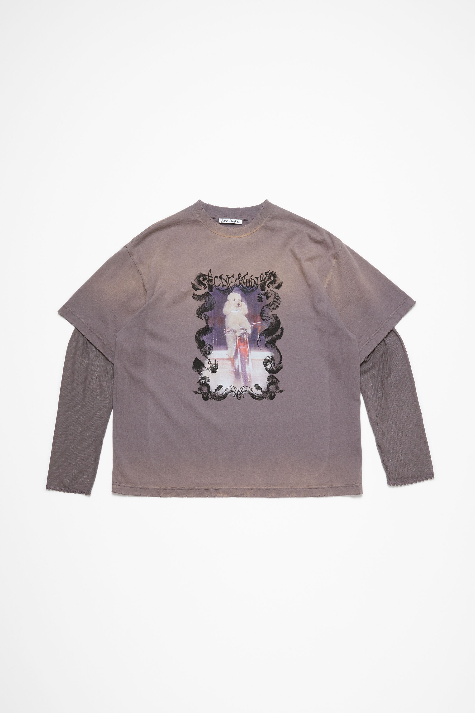 Layered print t-shirt - Dark mauve - 5