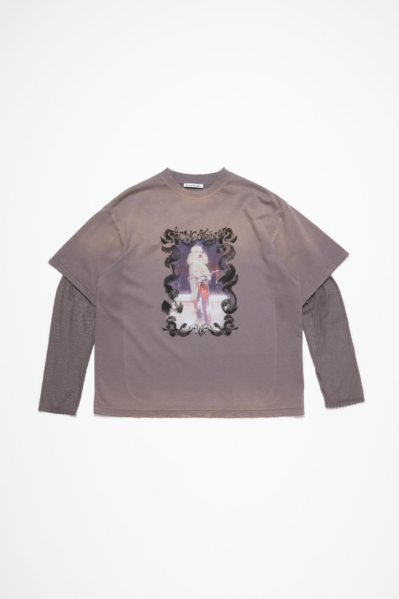 Layered print t-shirt - Dark mauve 5
