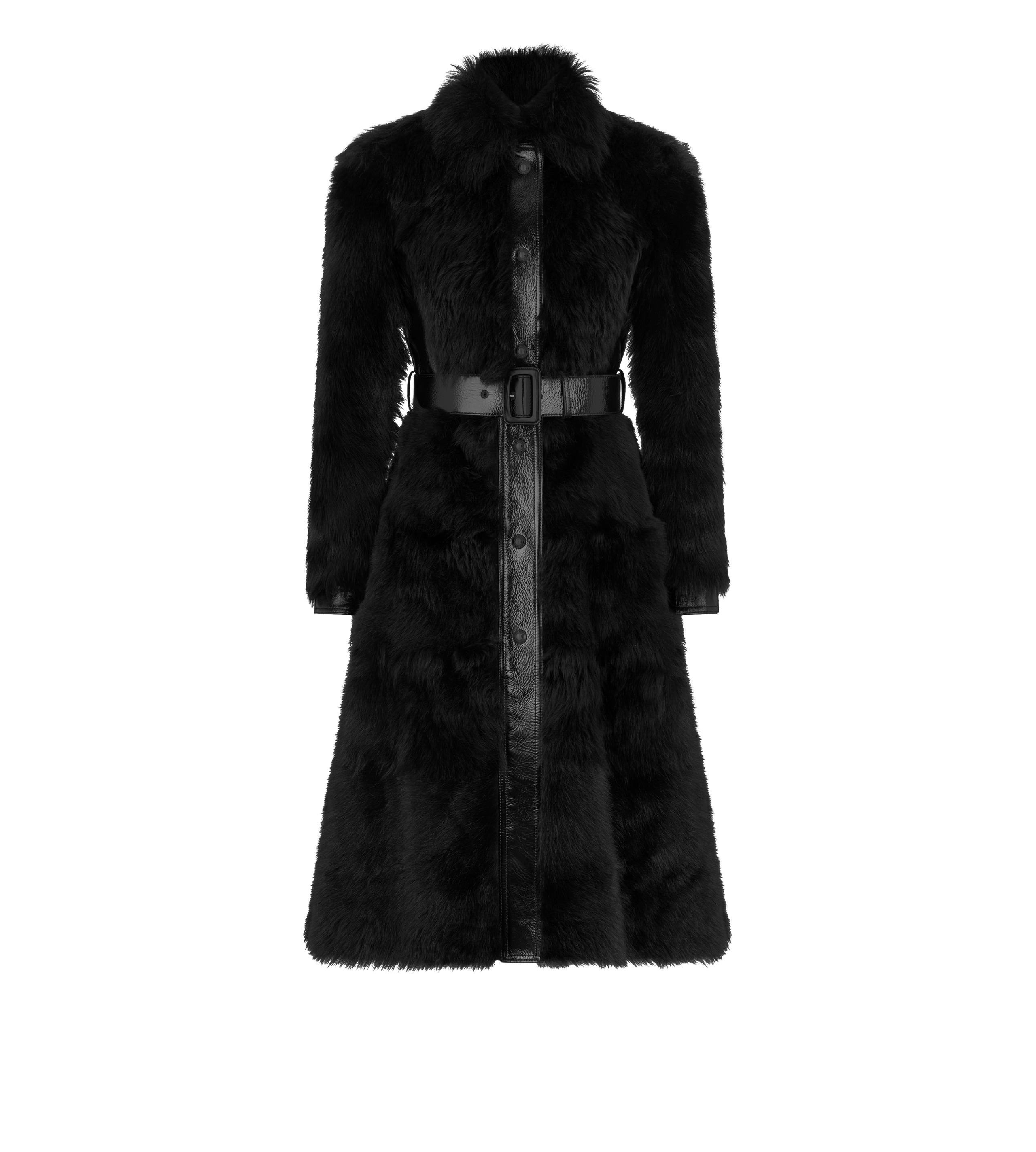 SHEARLING BELTED COAT - 1