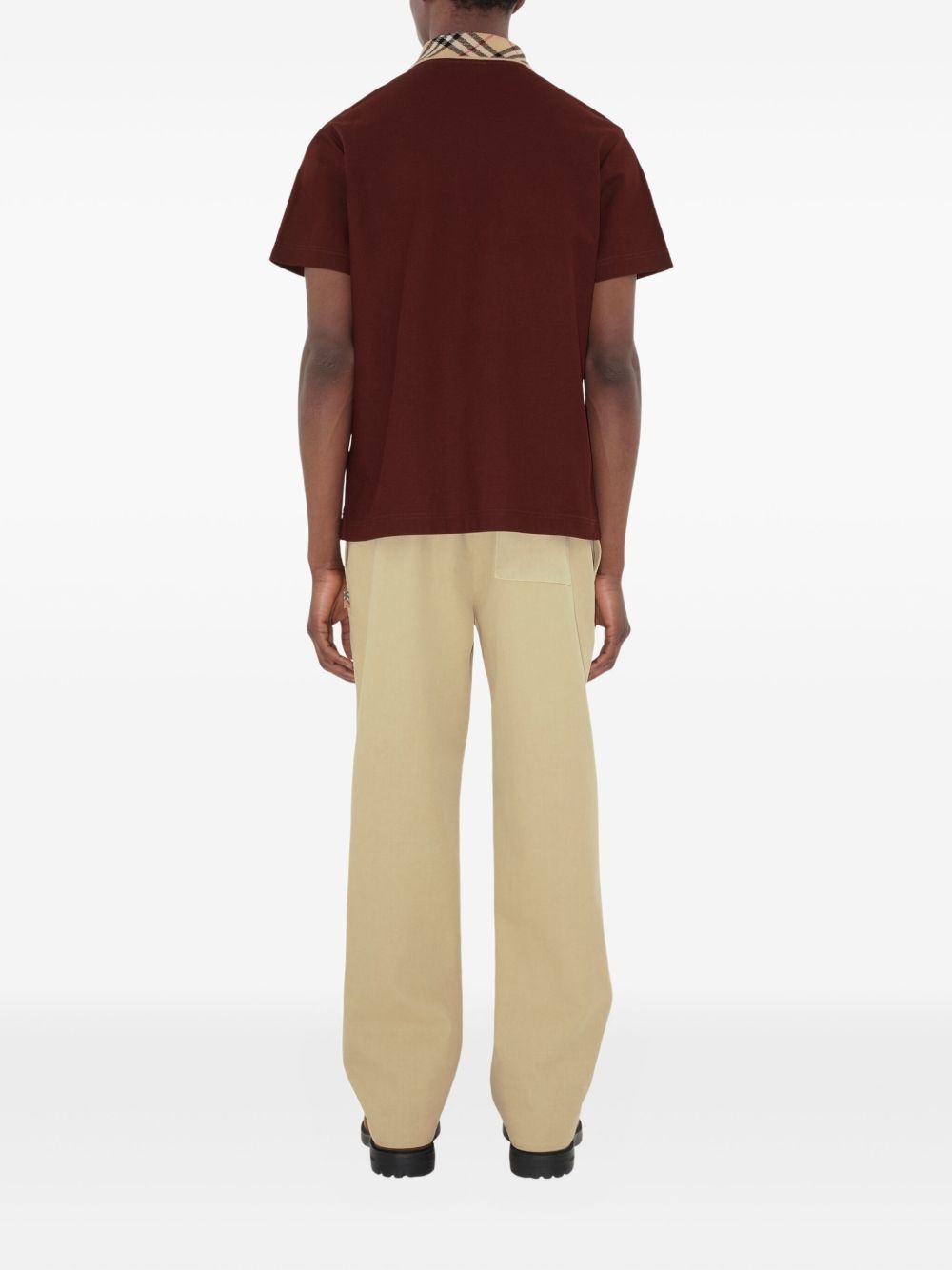 check-collar cotton polo shirt - 3
