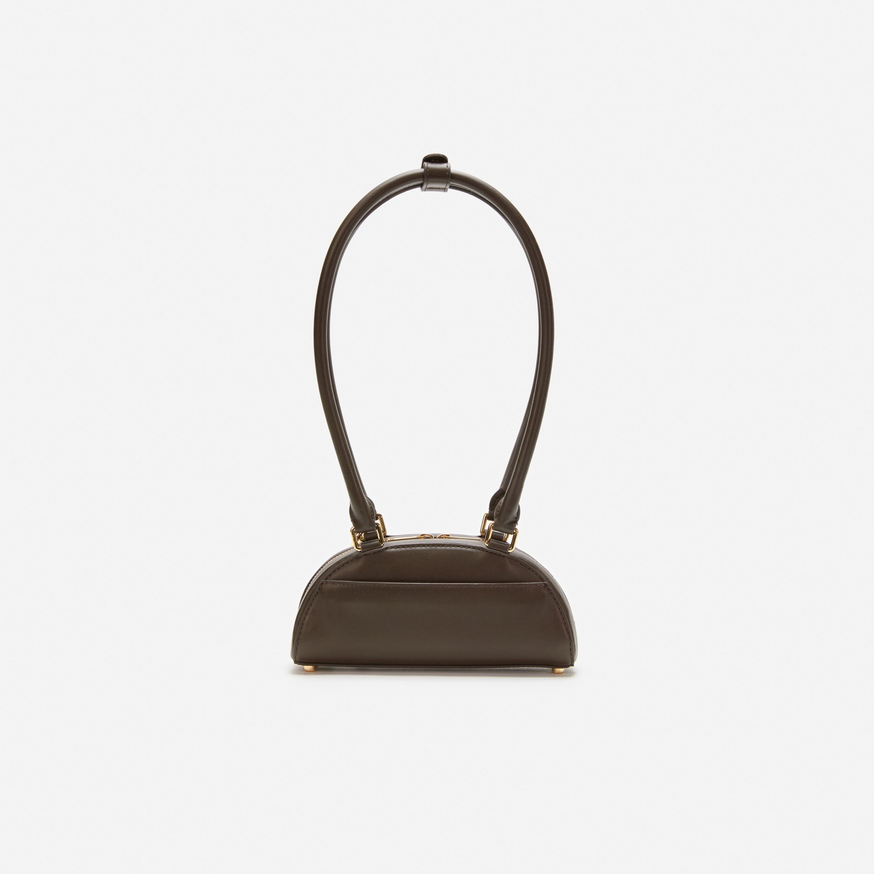 Brown Leather Mini Shoulder Bag With Charm - 3
