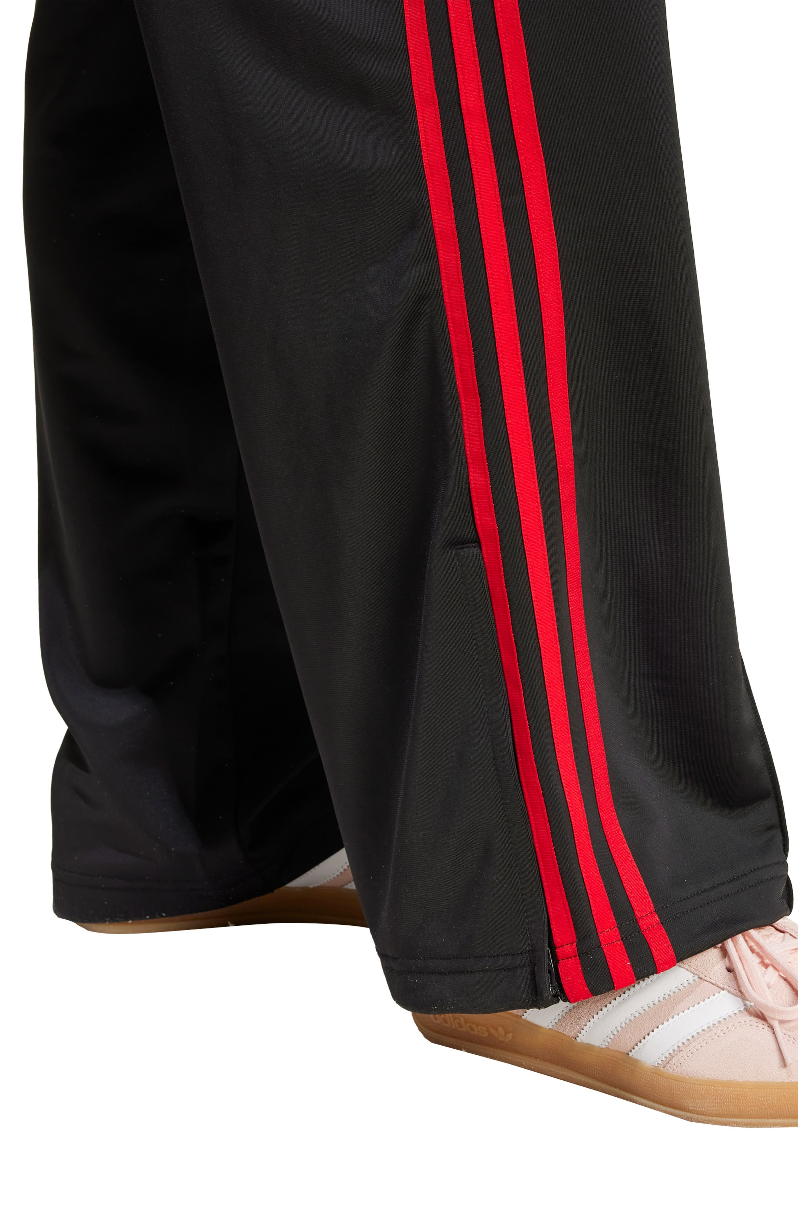 adidas Firebird Recycled Polyester Track Pants in Black/Better Scarlet at Nordstrom - 6
