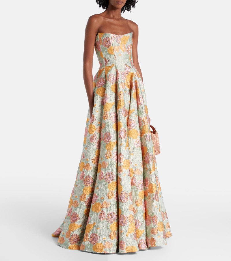 markarian Floral lamé brocade corset gown outlook