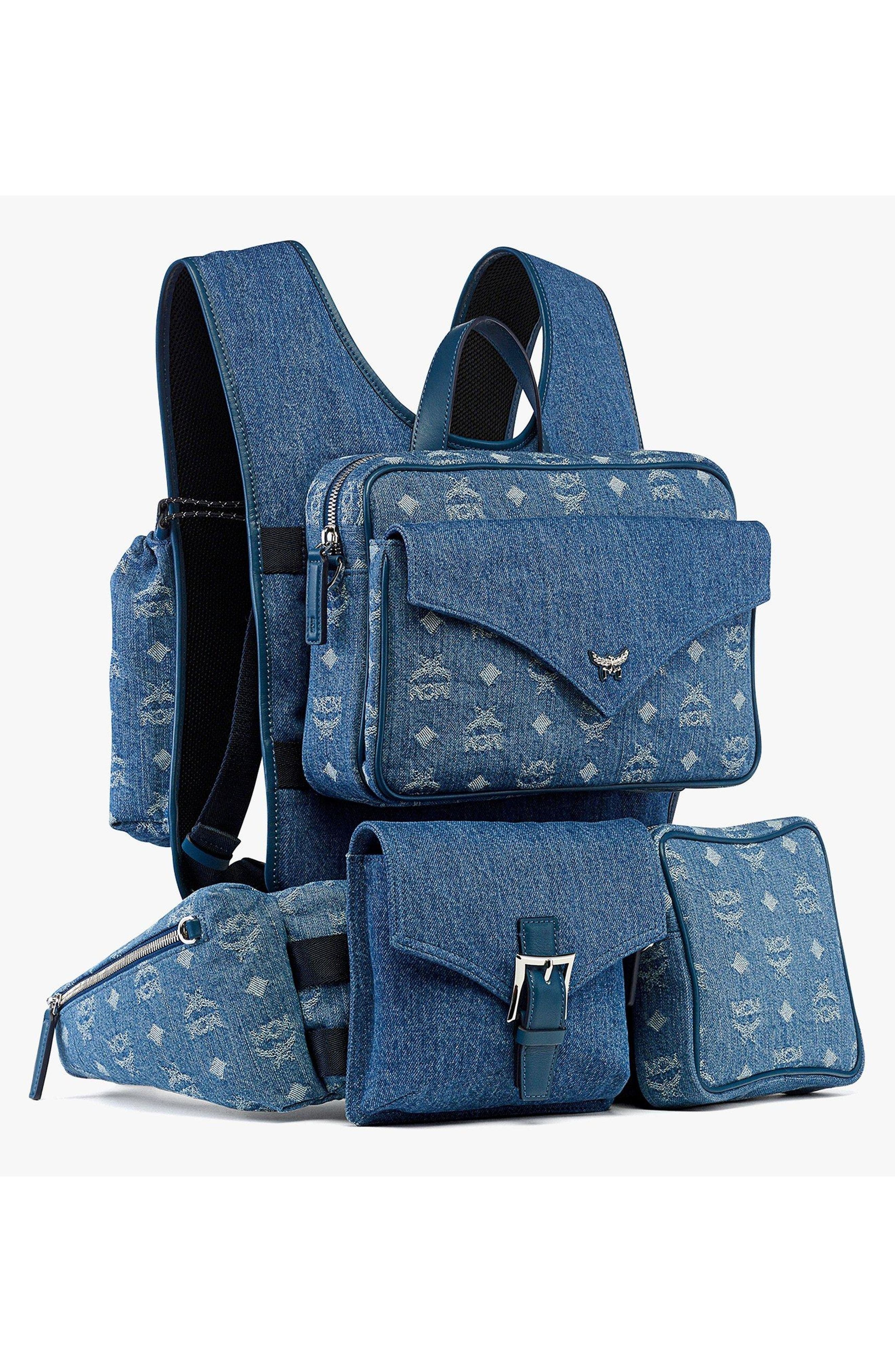 MCM Aren Multi-Backpack in Monogram Denim Jacquard in Blue at Nordstrom - 2