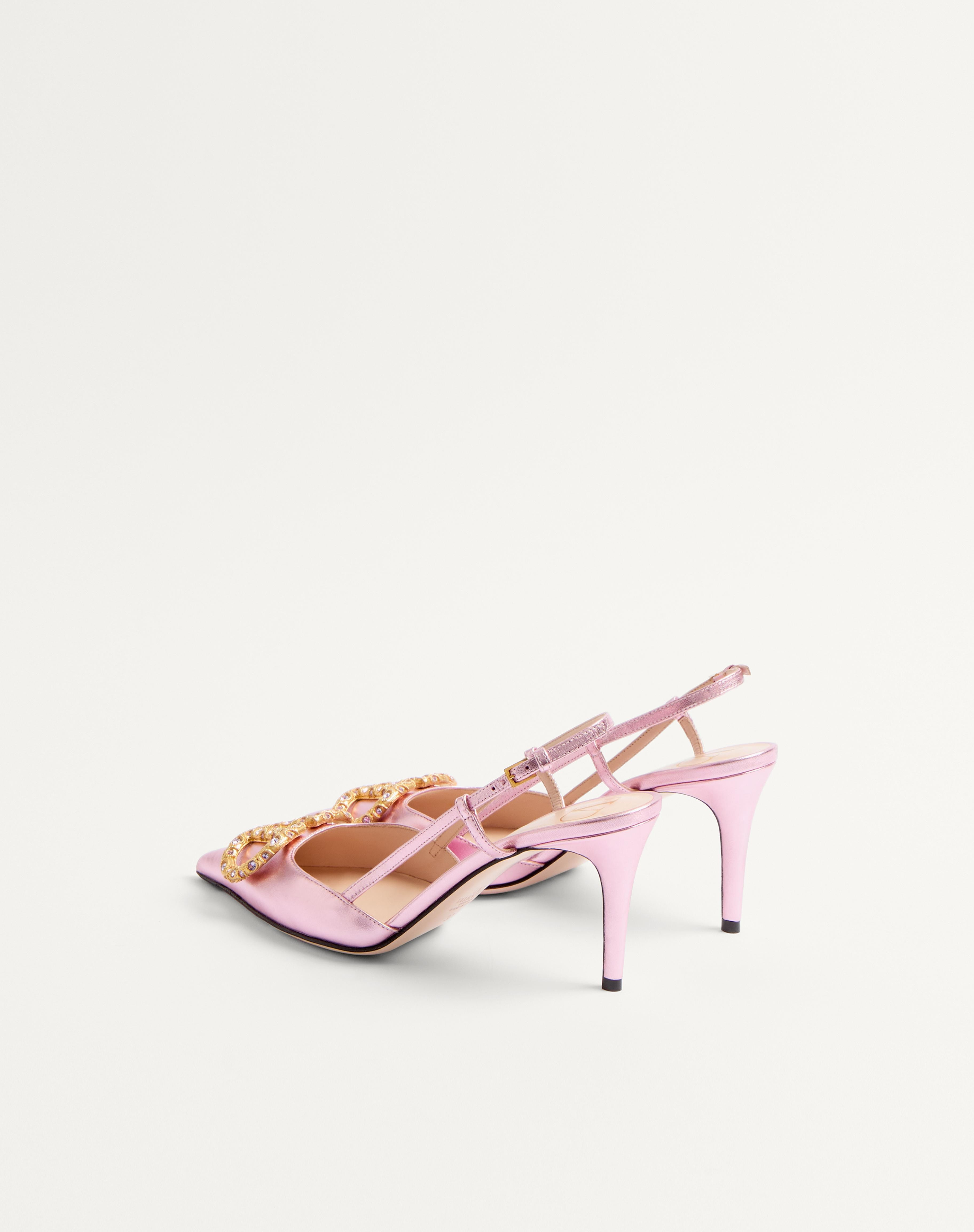 VLOGO SIGNATURE SLINGBACK PUMP IN LAMINATED NAPPA LEATHER 80MM - 5