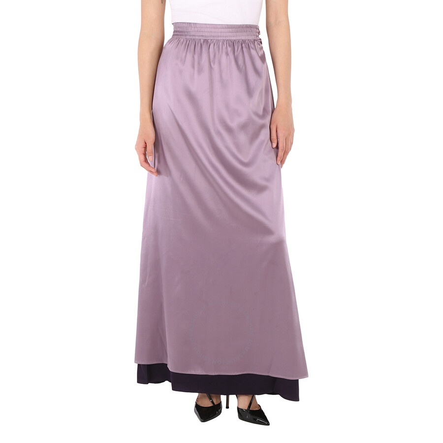Emporio Armani Empire Waist Lavender Silk Maxi Skirt - 3