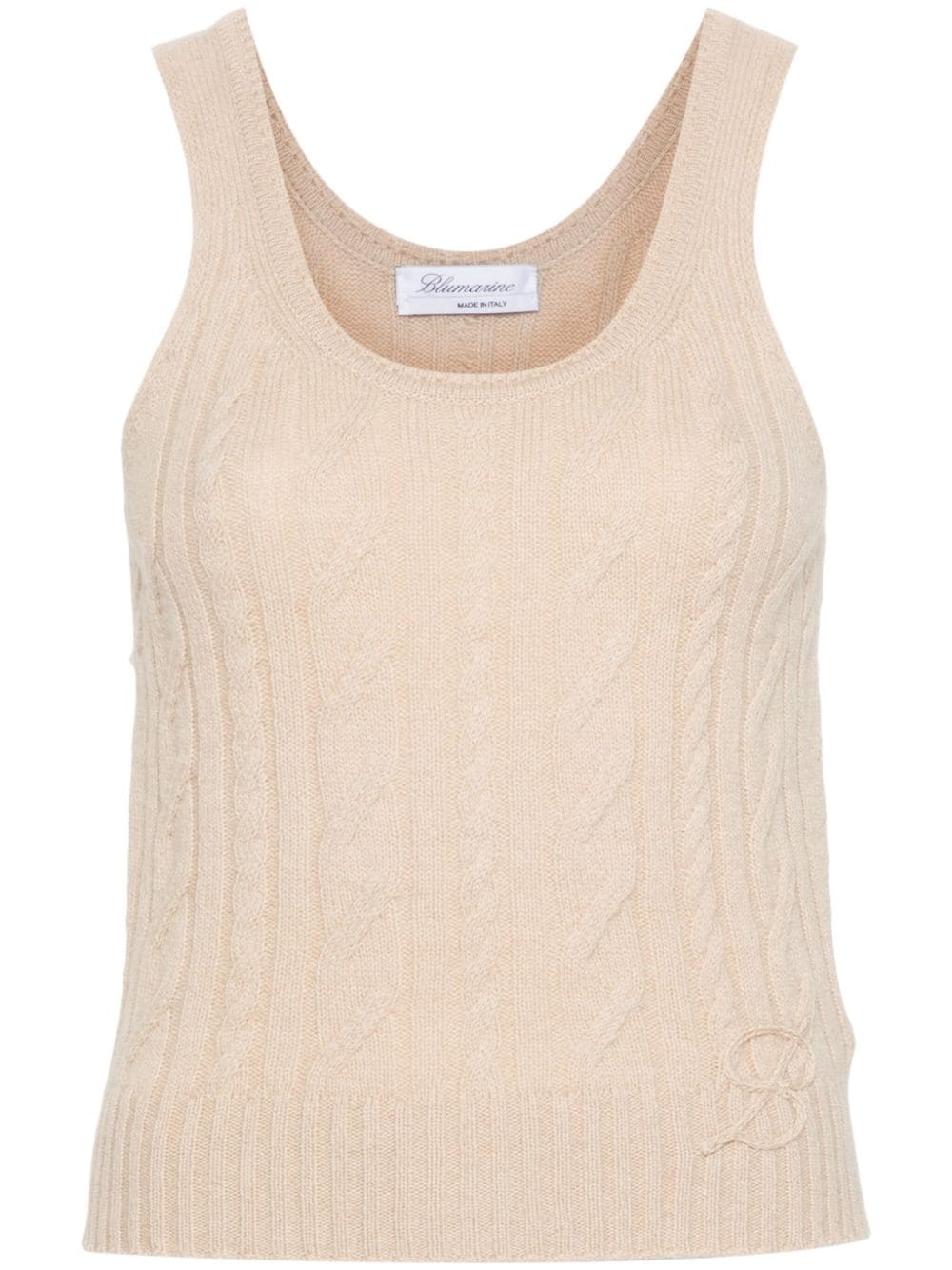 logo-embroidered cable-knit top - 1