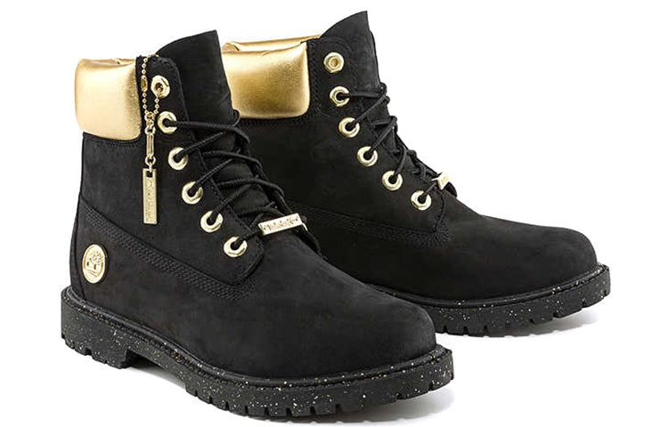 (WMNS) Timberland Heritage 6 Inch Waterproof Boots 'Black Nubuck with Gold' A5RRMW - 2