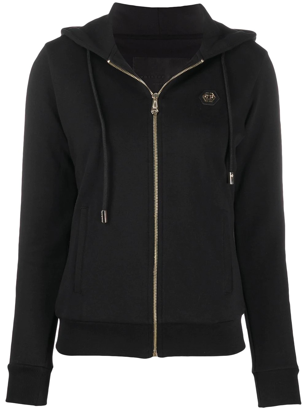 skull embellished zip-up hoodie - 1