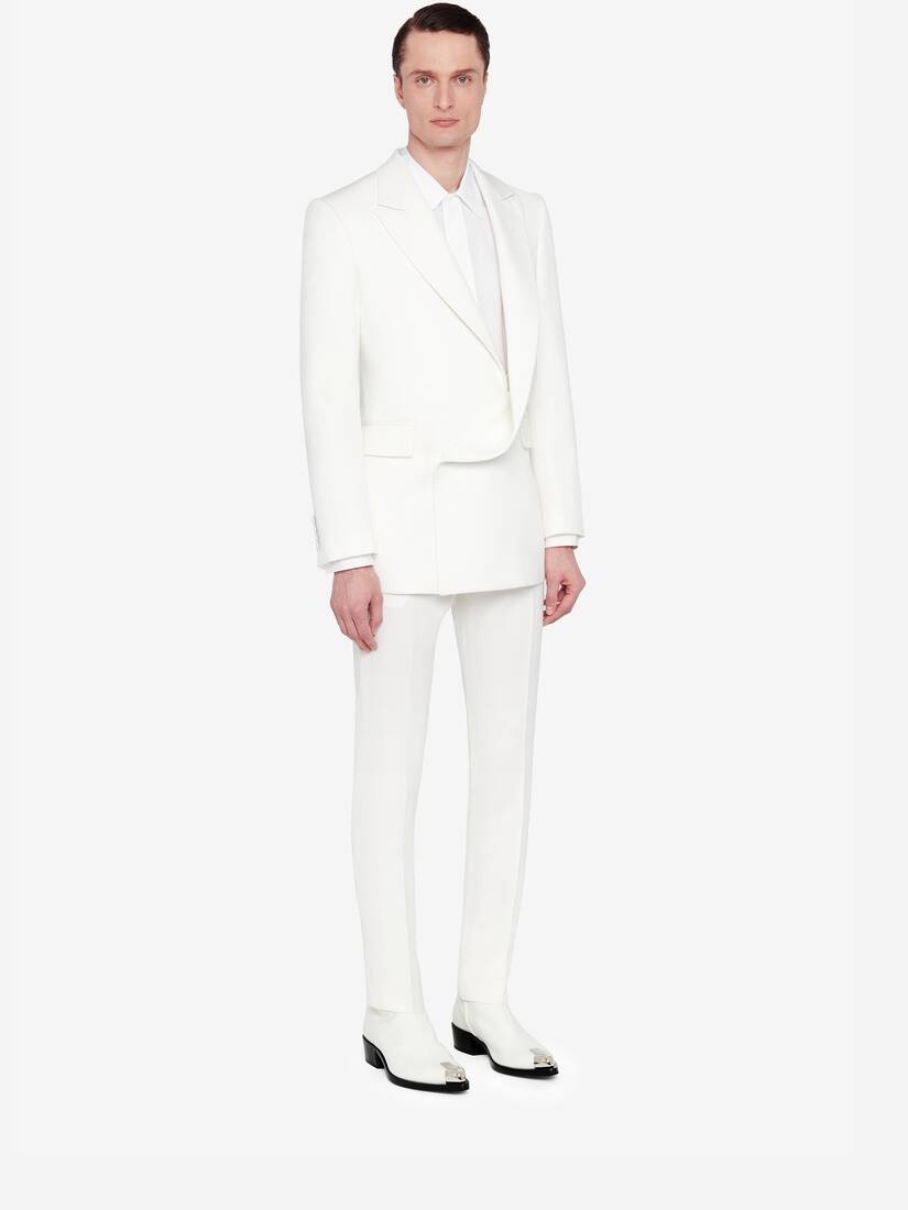 Men's Tailored Cigarette Trousers in White - 3