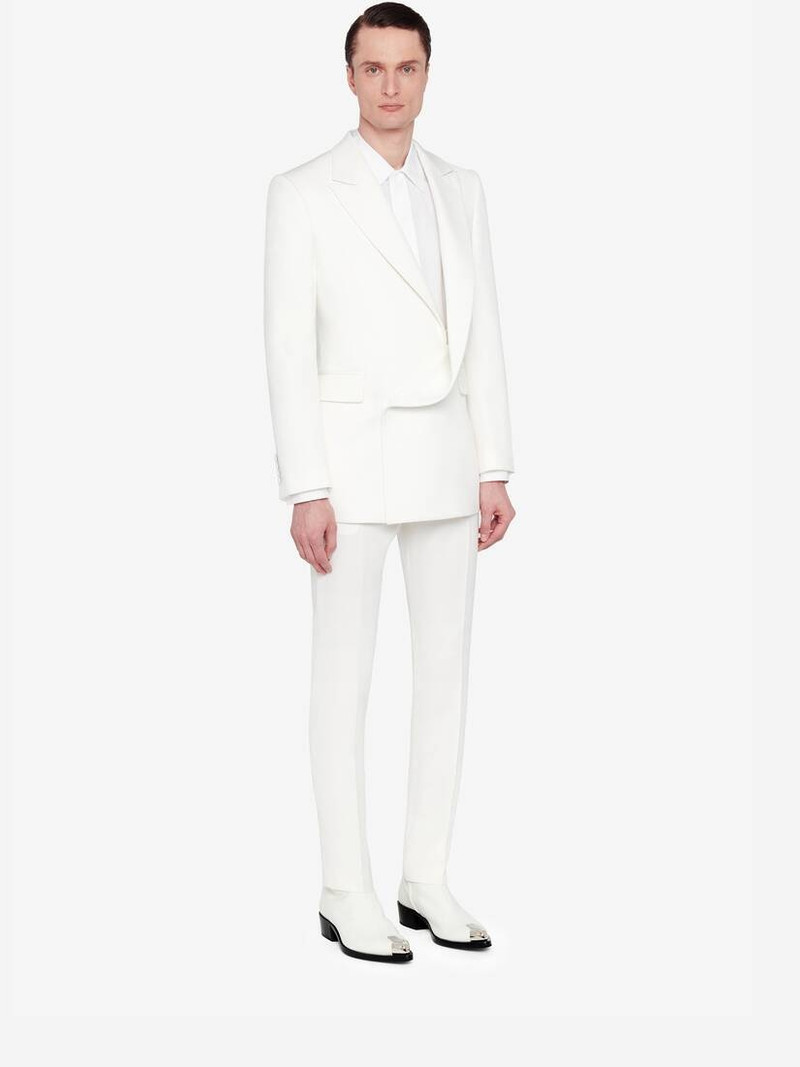 Men's Tailored Cigarette Trousers in White 3