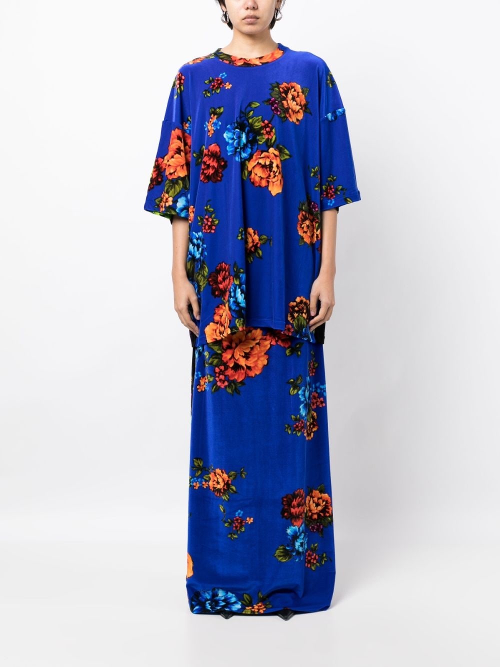 floral-print velvet maxi skirt - 2