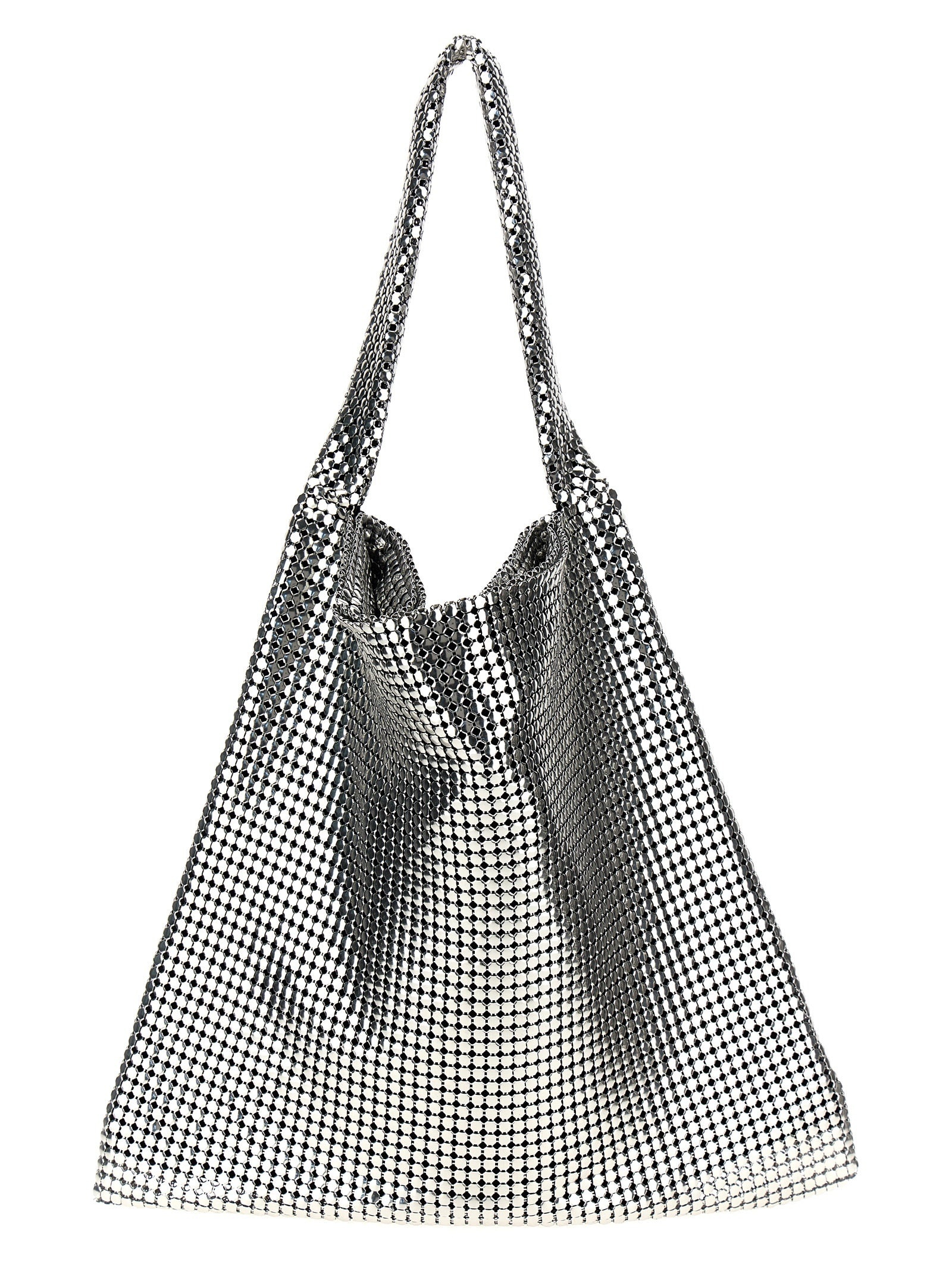 Sac De Soirée Style Pixel Mesh Métallique Argenté - Taille Moyenne - Doublure Satin