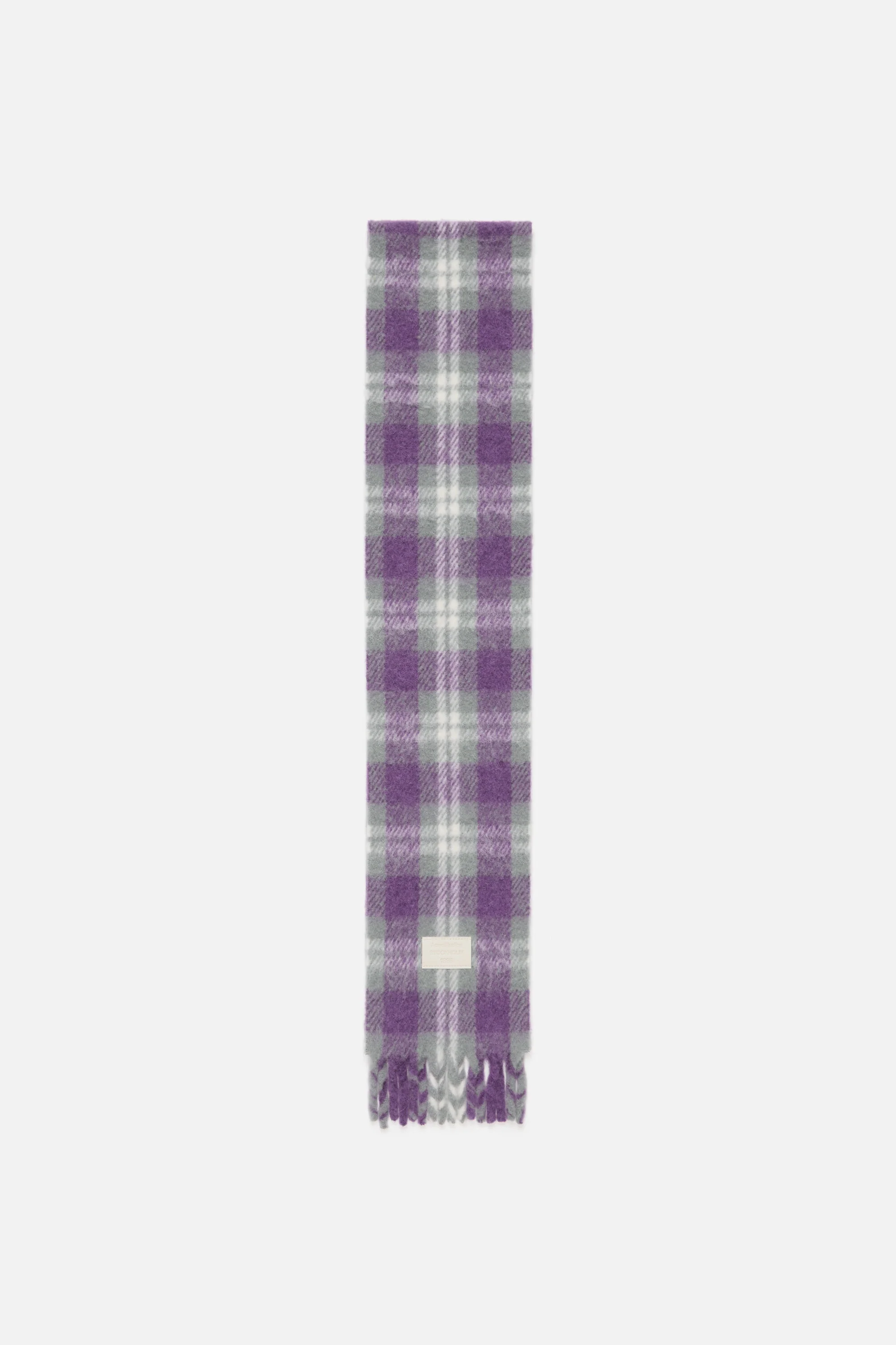 Fringed alpaca-wool scarf - Grey/purple - 1