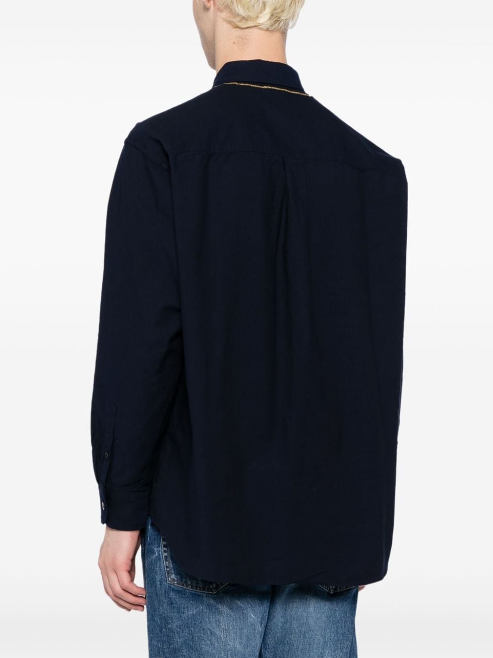 cross-embroidered cotton shirt - 4