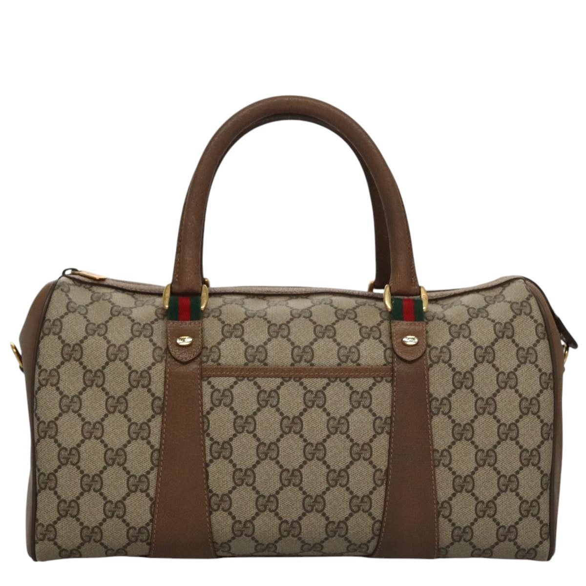 GUCCI GG Supreme Web Sherry Line Hand Bag Pvc Beige Green Red - 13