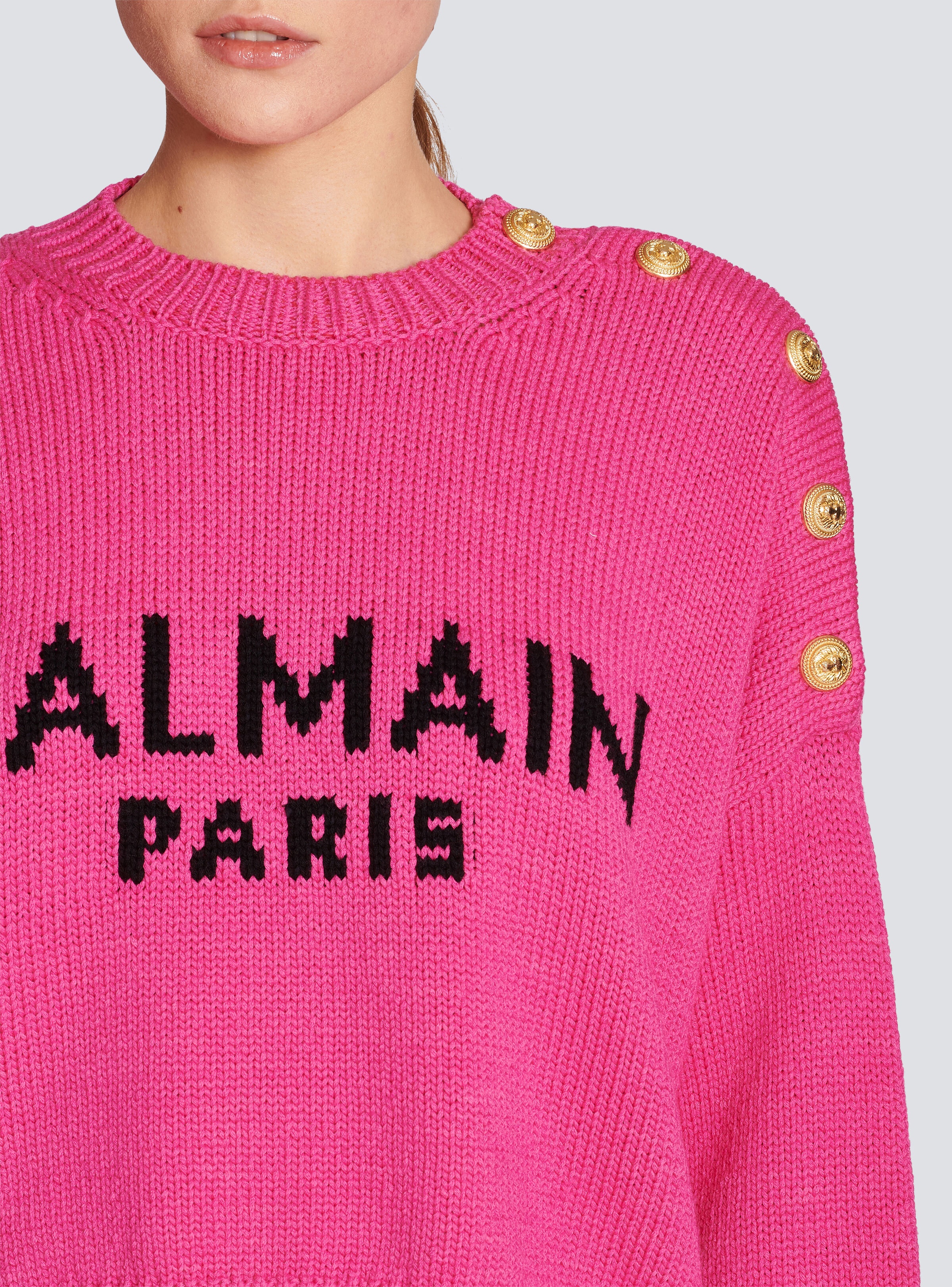 Balmain logo cropped knit jumper - 6