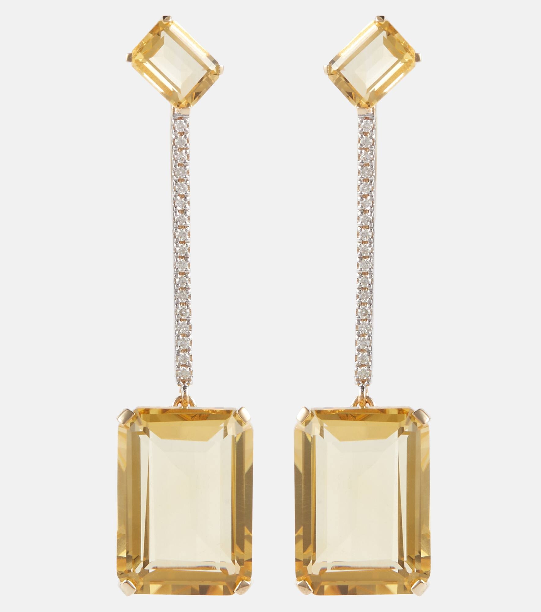 14kt gold earrings with yellow citrine and diamonds - 1