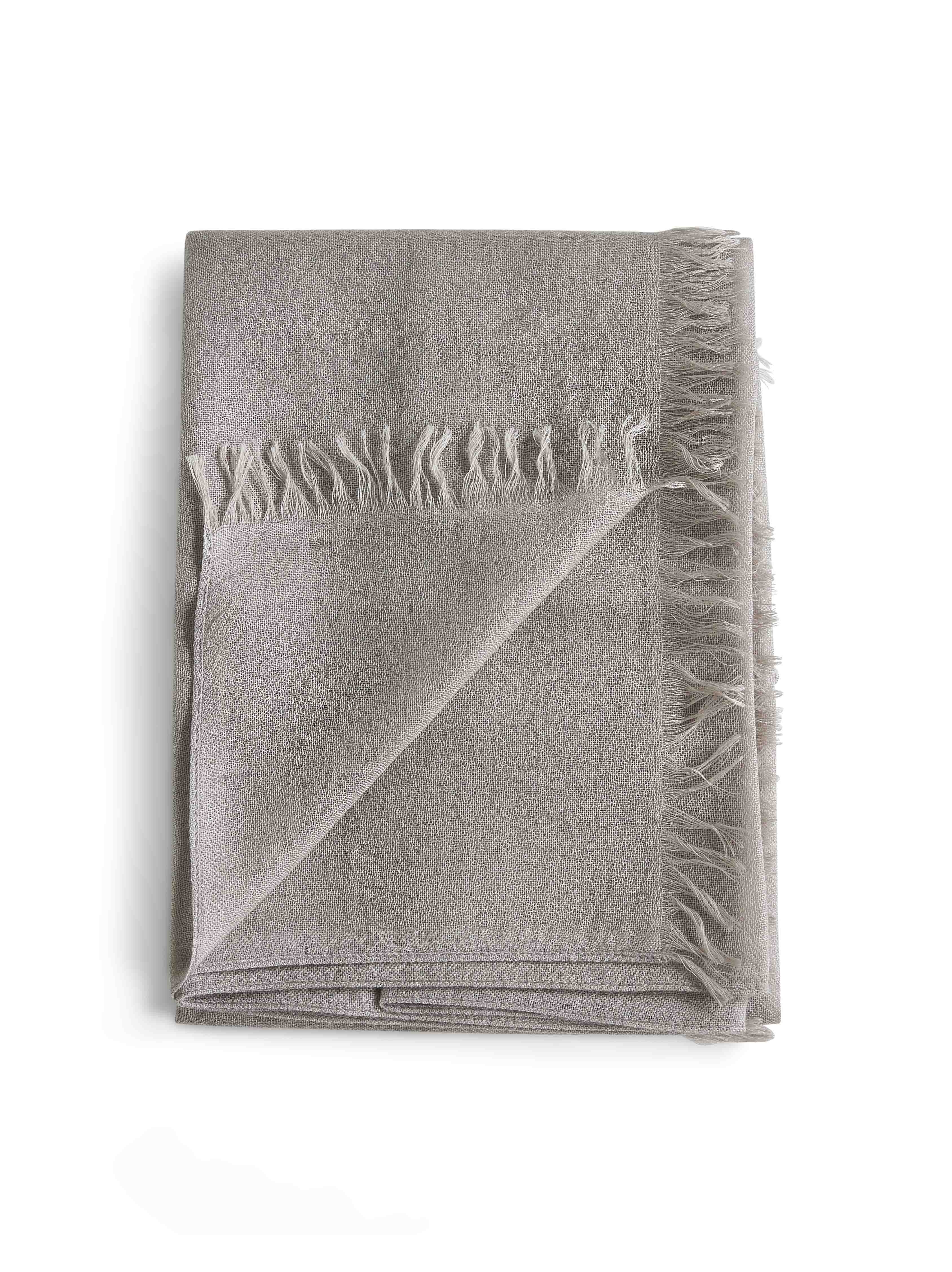 Taupe cashmere and silk scarf - 2