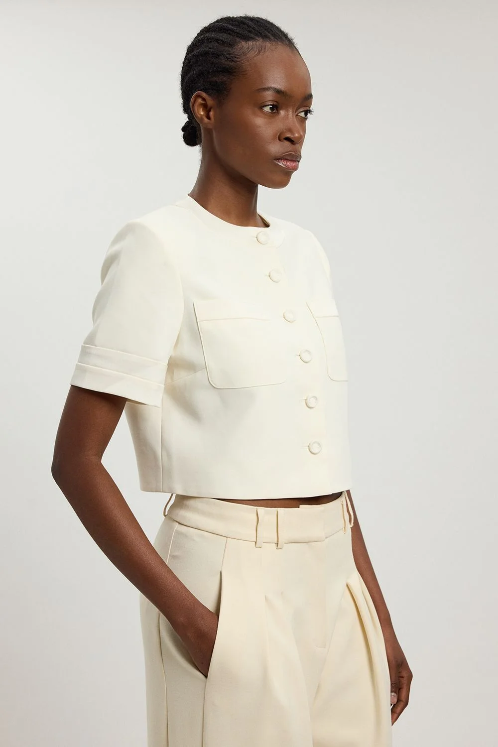 Satin Tux Short Sleeve Tailored Jacket - 1