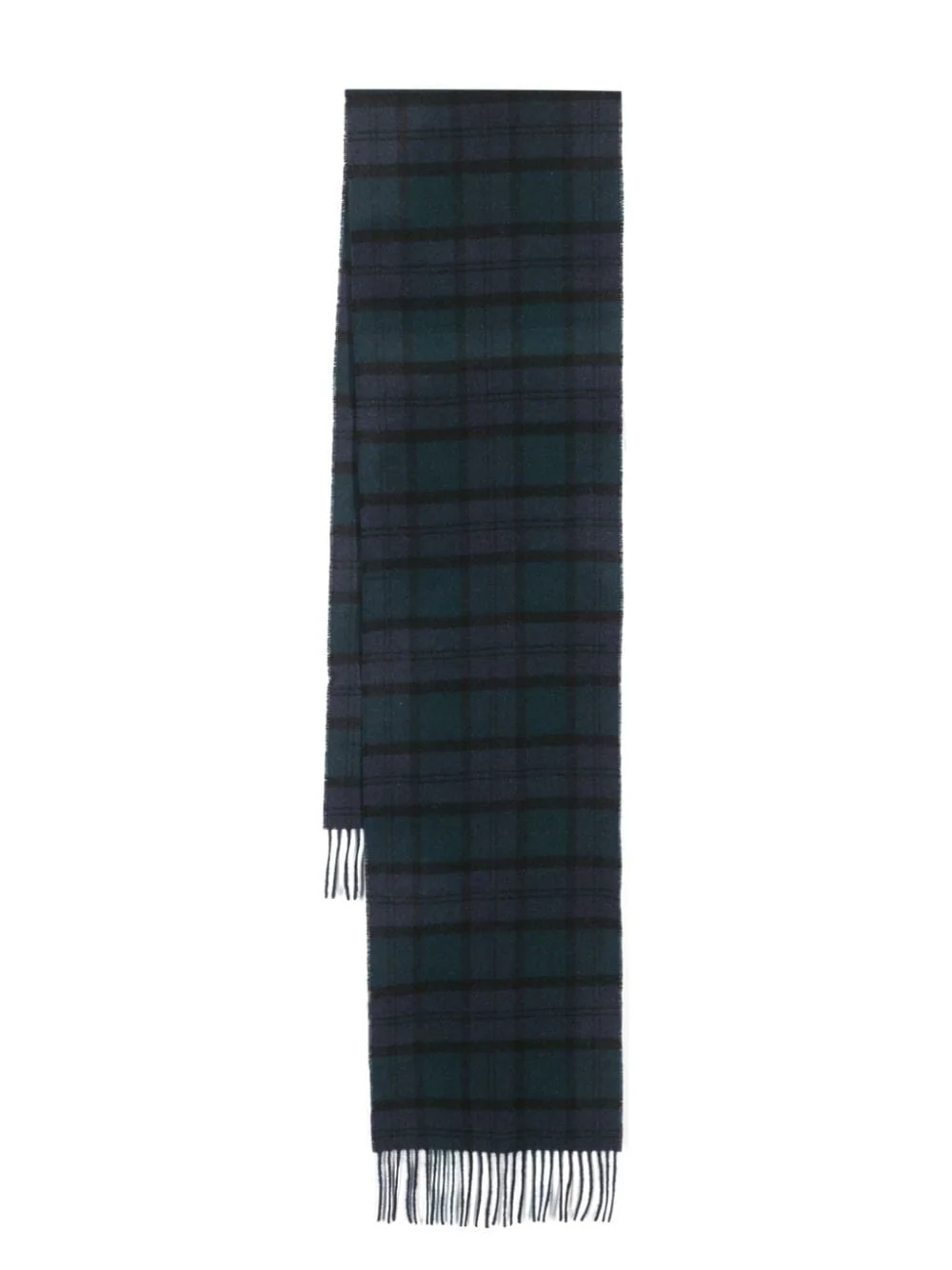 tartan-check wool scarf - 1