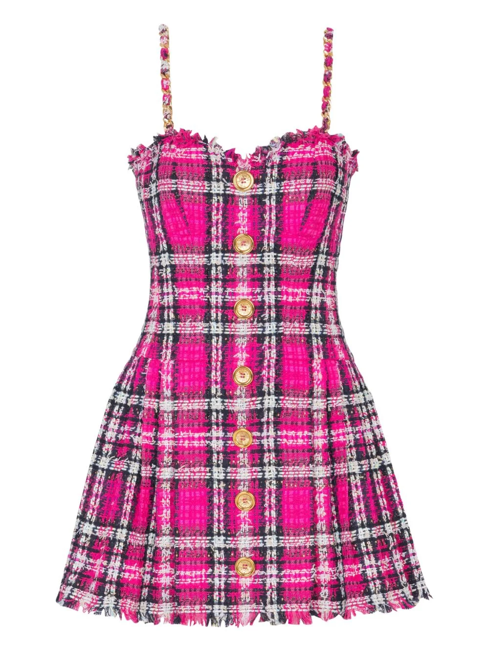 plaid-check chain-strap dress - 1