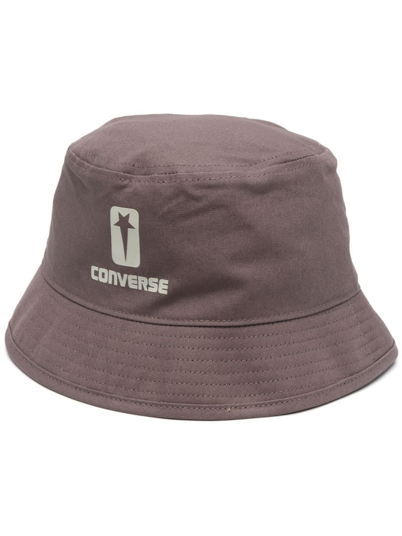 x DRKSHDW logo-print bucket hat 1