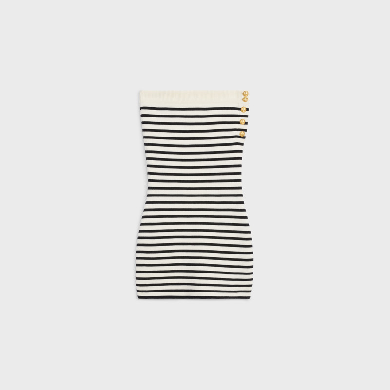 BANDEAU DRESS IN STRIPED WOOL 1