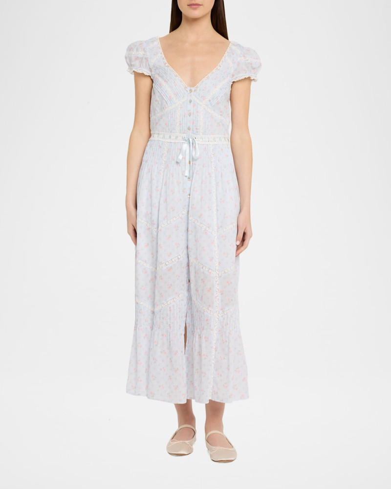 LoveShackFancy Aurela Floral Cotton Maxi Dress outlook