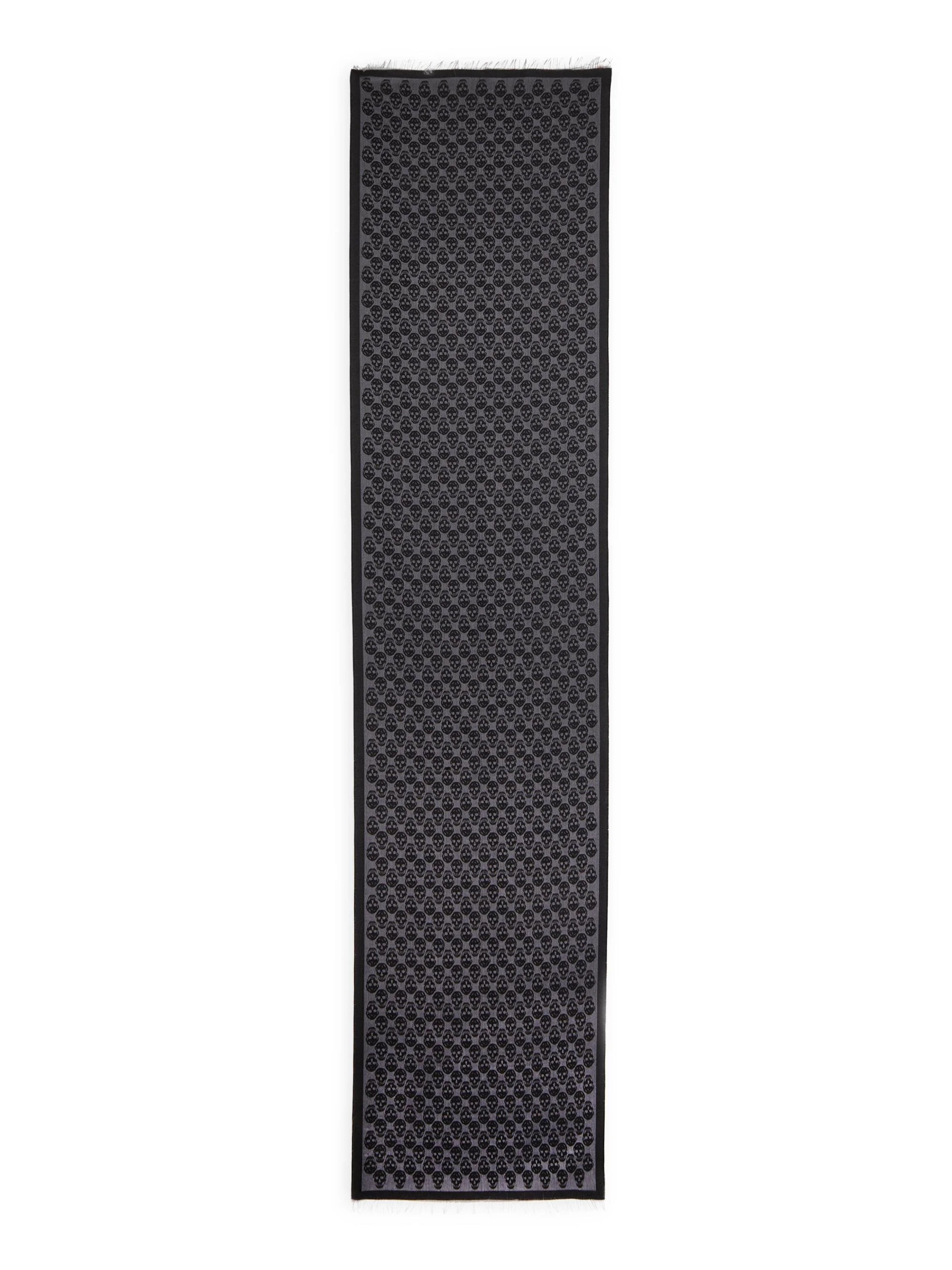 Men's Skull Monogram Wool-Blend Scarf - Black Medium Grey - 1