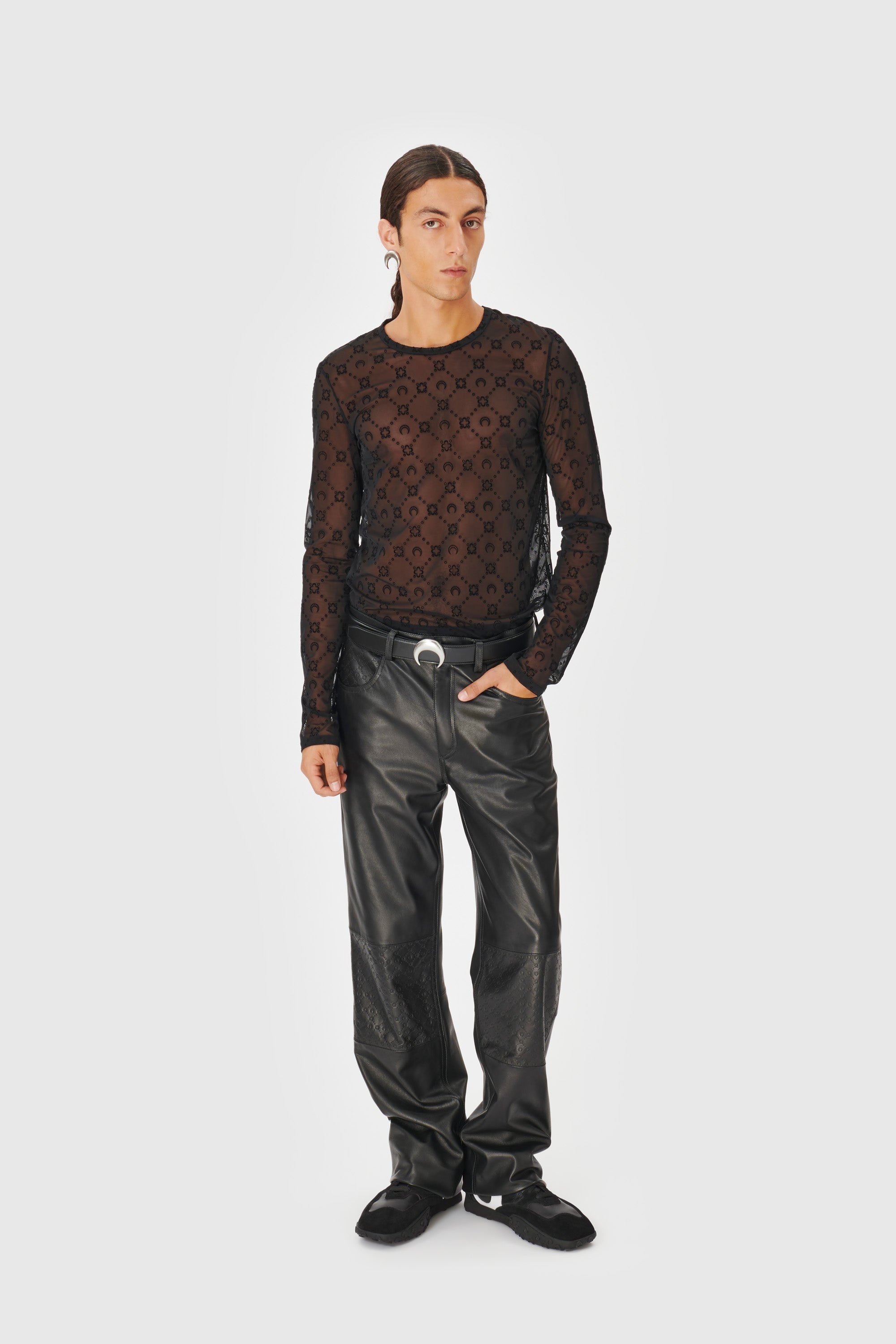 Moonogram Flocked Mesh Long Sleeves - 5