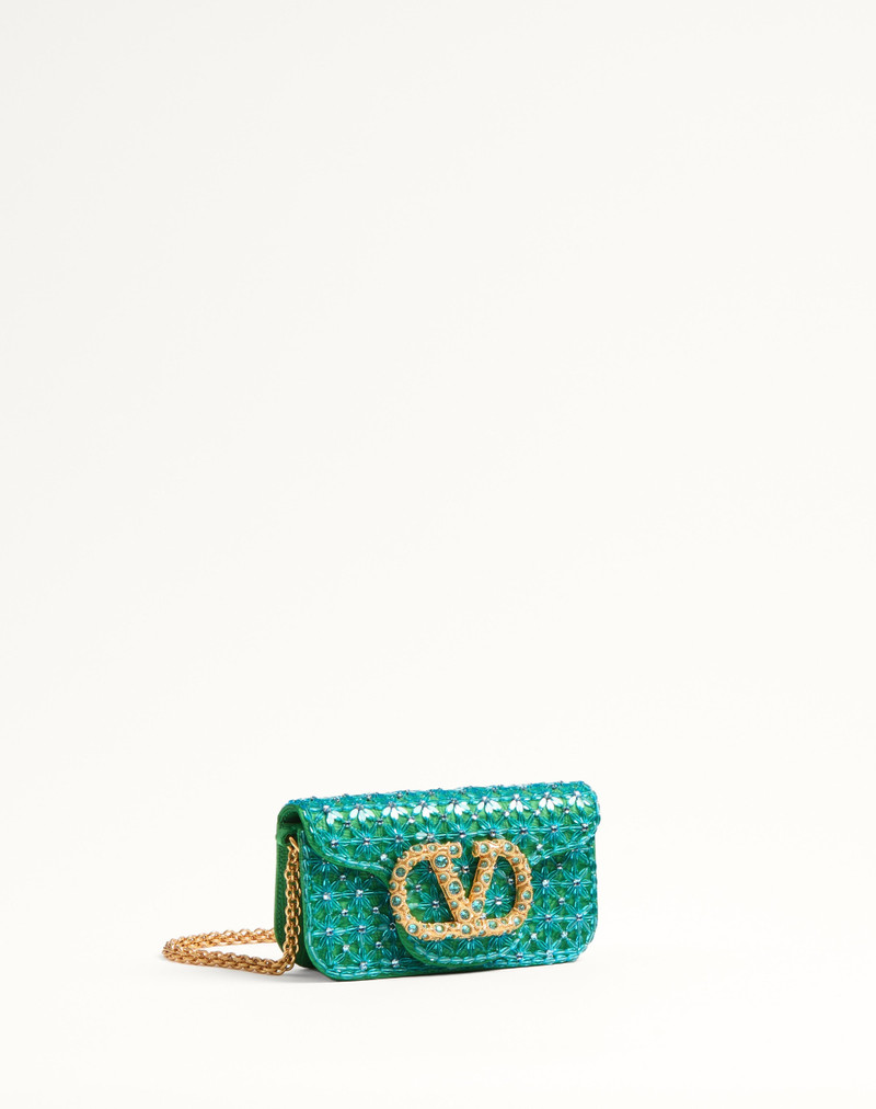 VALENTINO GARAVANI LOCÒ SMALL SHOULDER BAG EMBROIDERED WITH JEWEL LOGO 3