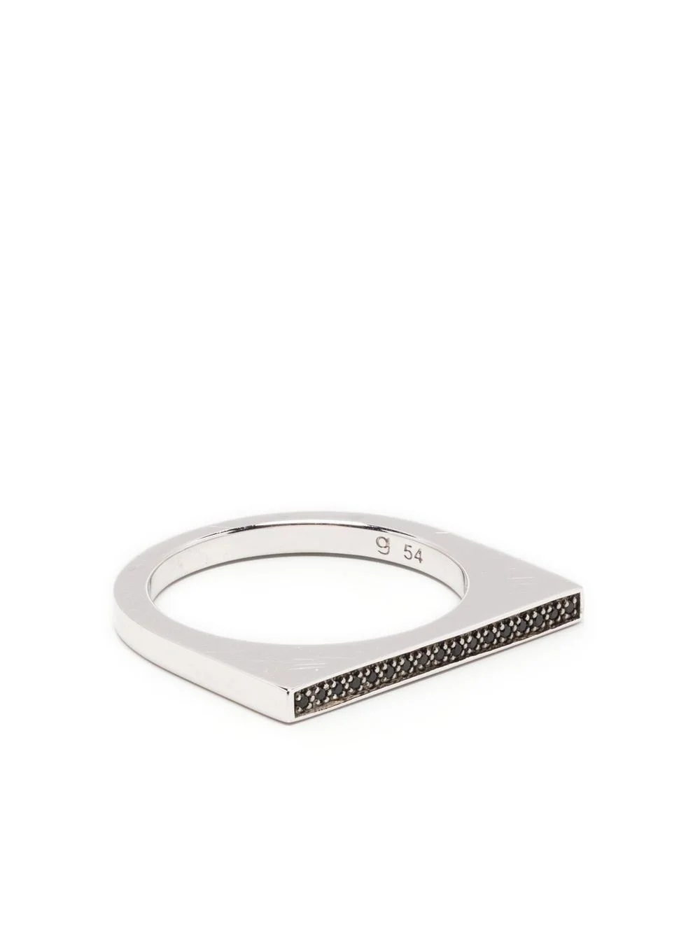 crystal-embellished signet ring - 1