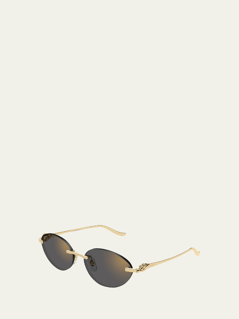 Cartier Panthère Rimless Metal Oval Sunglasses outlook
