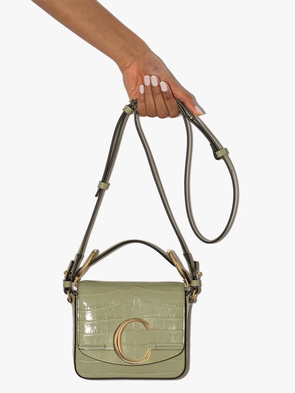 C Ring crocodile-effect shoulder bag - 4