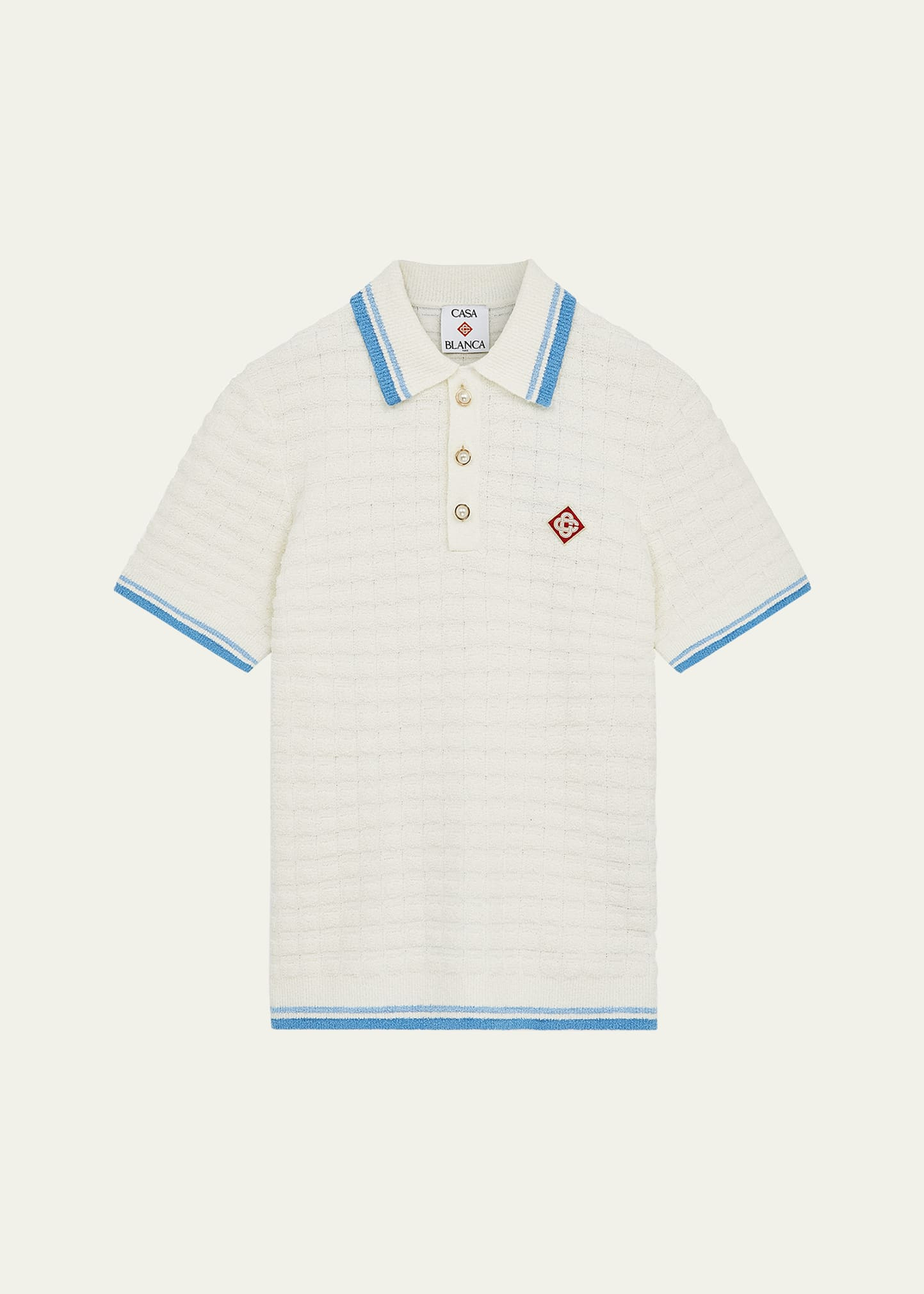 Men's Cotton Boucle Check Polo Shirt - 1