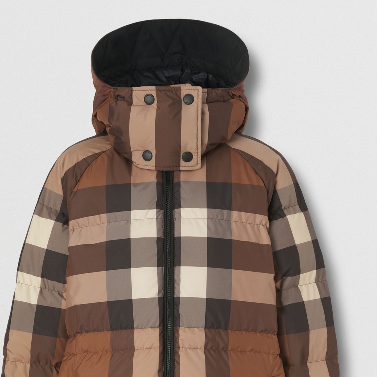 Detachable Hood Check Puffer Coat - 7