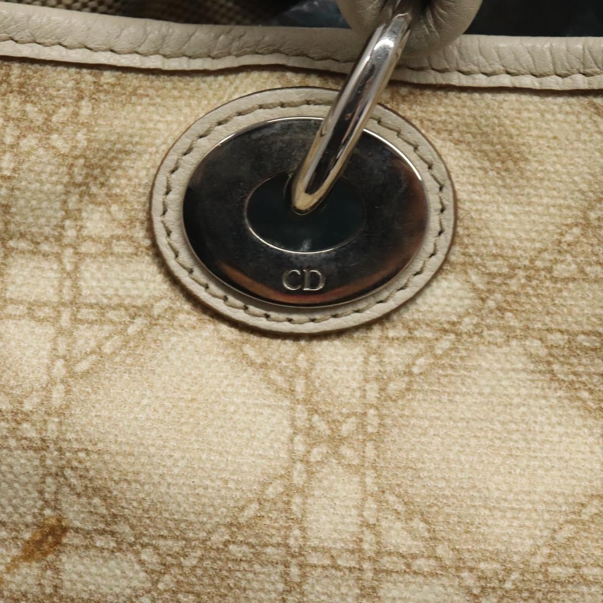 DIOR Canage Hand Bag Coated Canvas Beige Silver - 15