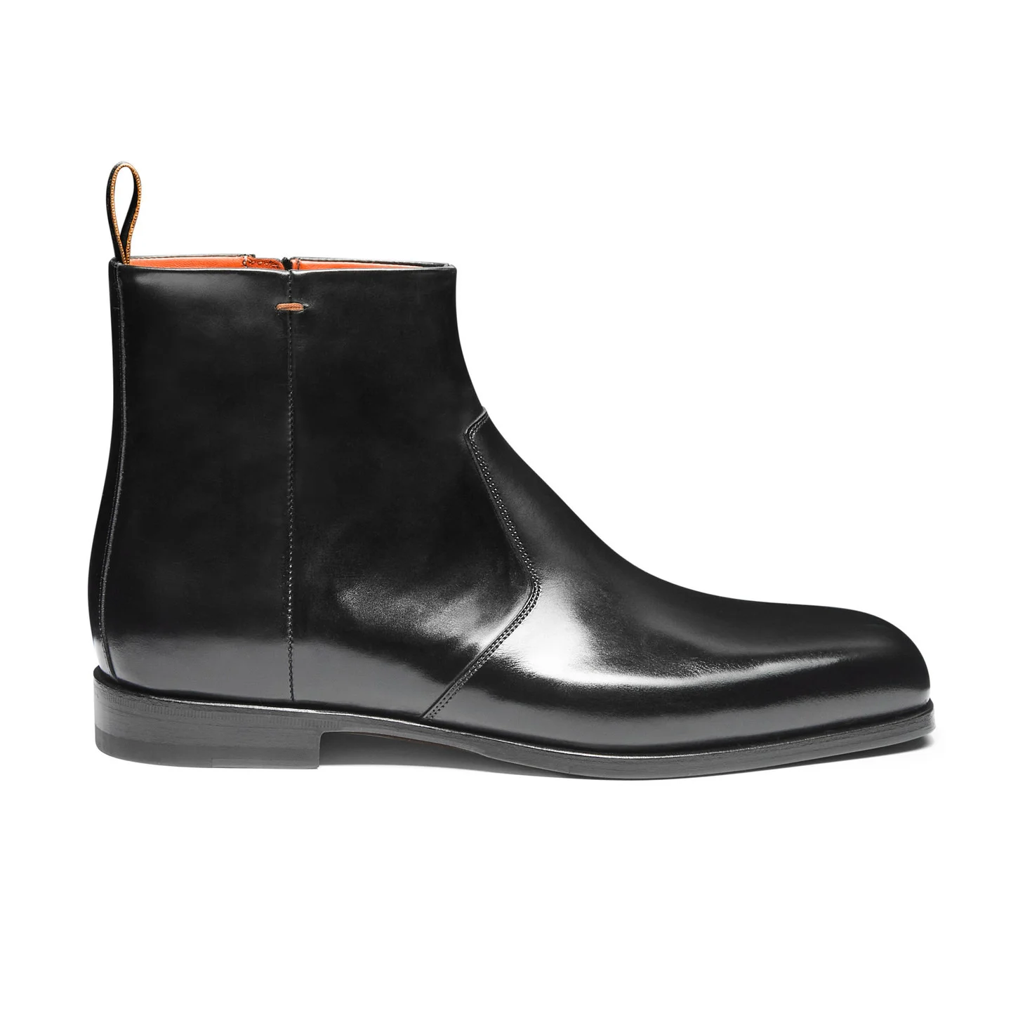Men's black leather ankle boot - 1