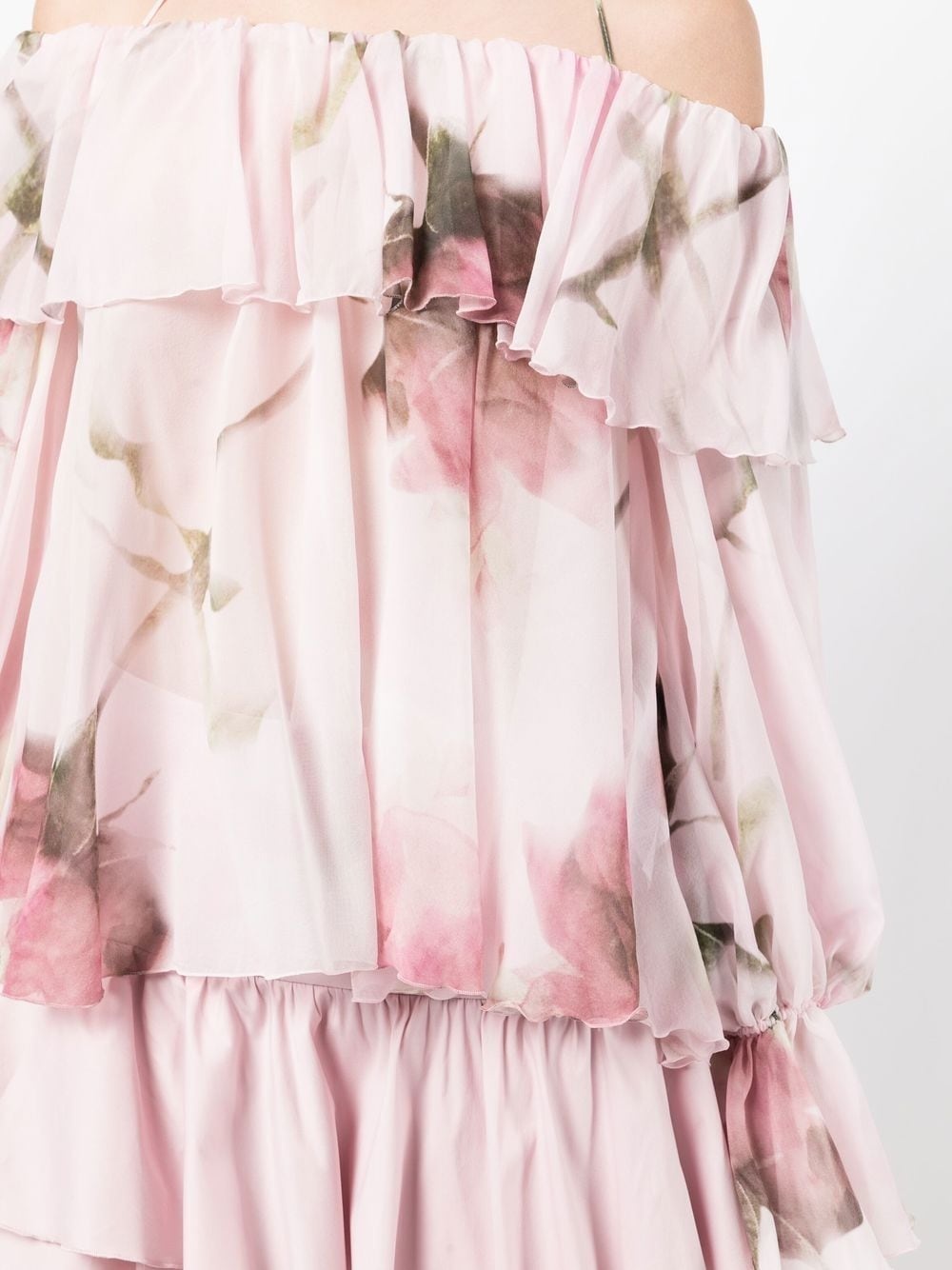 Bardot-neckline ruffled blouse - 5