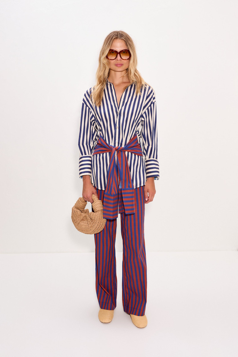 SIMONMILLER Inna Poplin Top In Navy Stripe Multi outlook