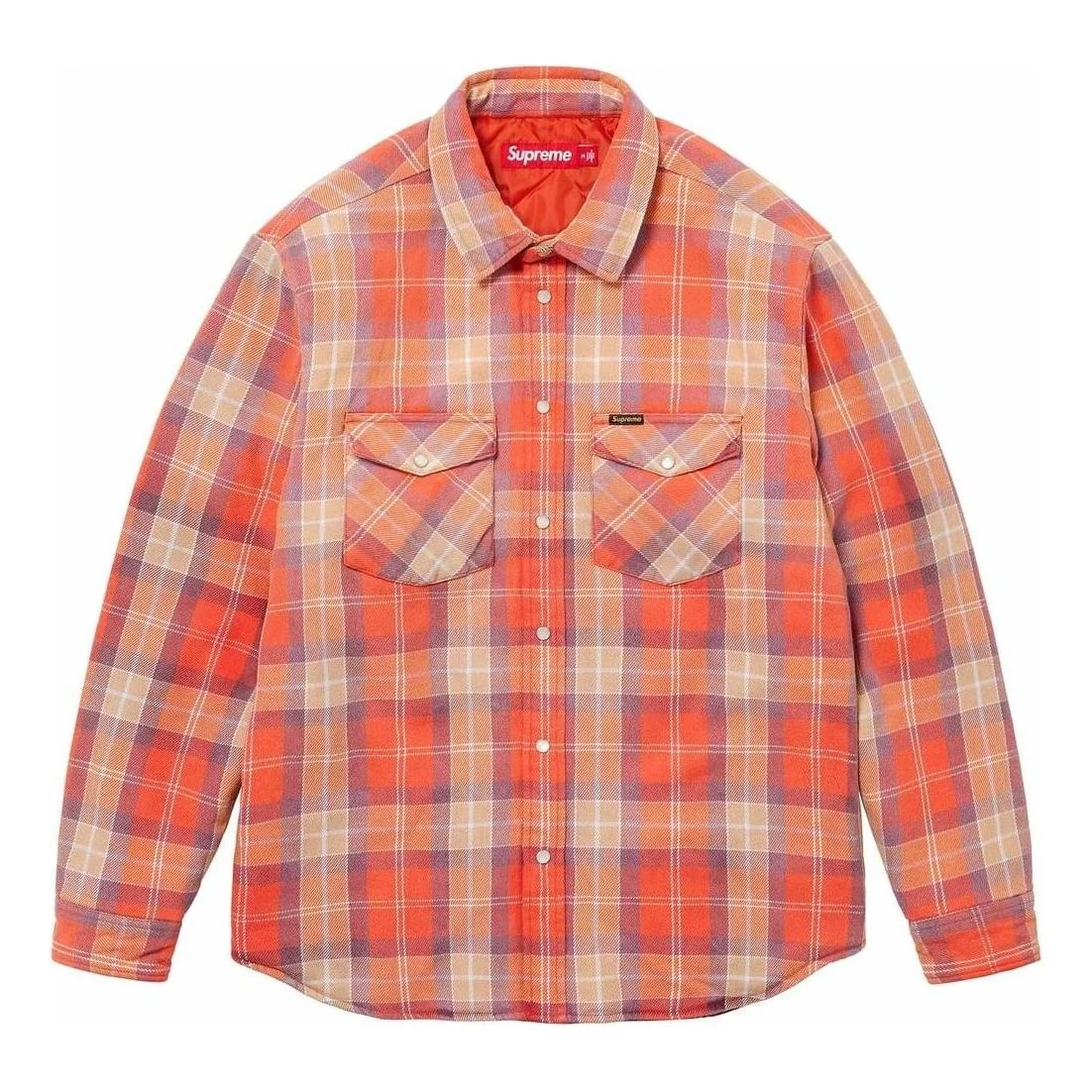 Supreme Quilted Flannel Snap Shirt 'Orange Yellow' SUP-SS24-034 - 1