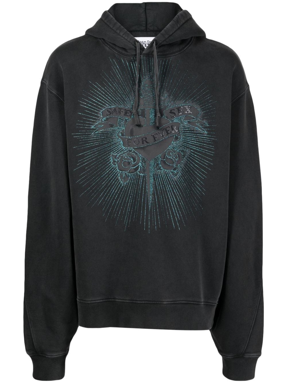 glitter-detailed cotton hoodie - 1