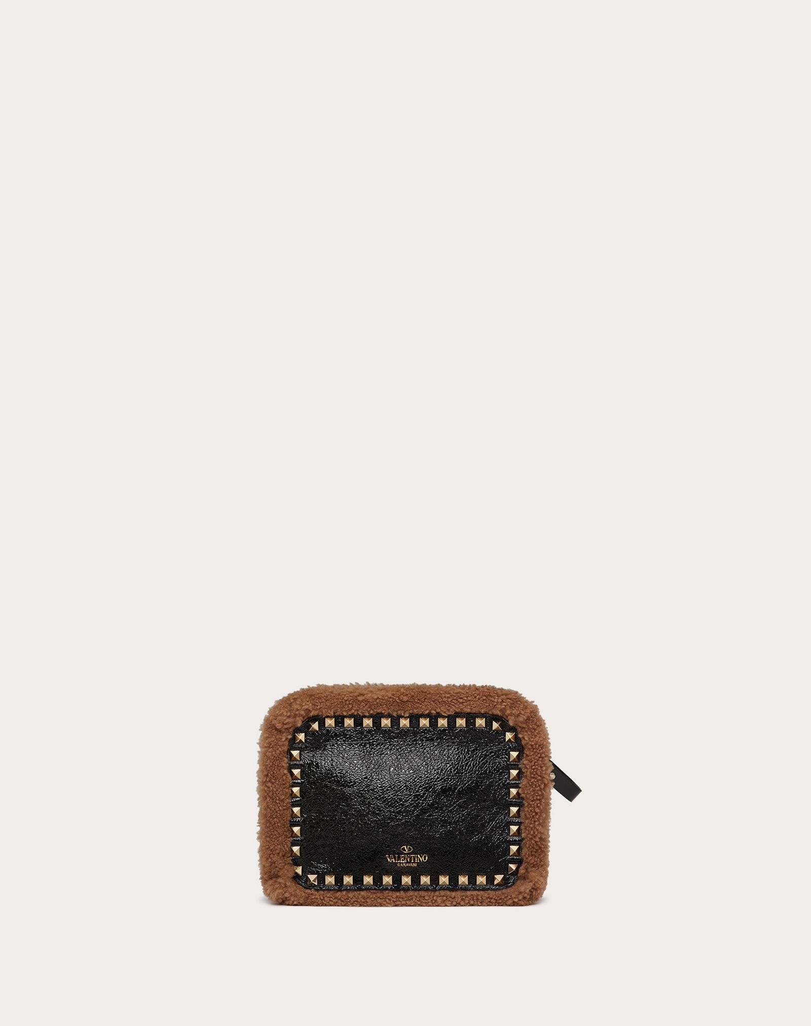 Small Rockstud Naplak Calfskin and Shearling Crossbody Bag - 3