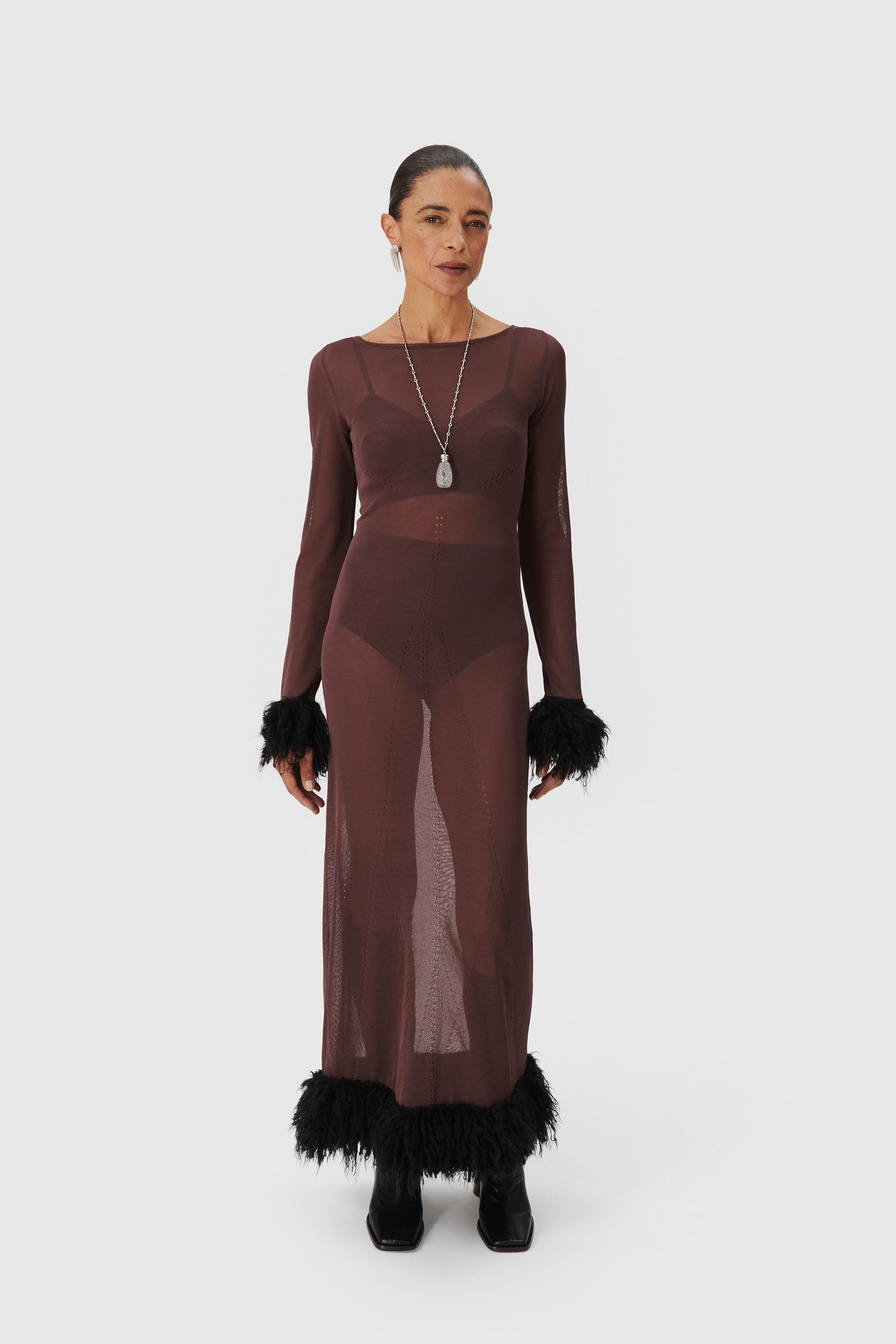 Sheer Knit Maxi Dress - 2