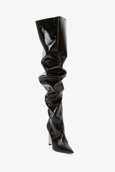Victoria Beckham Thigh High Pointy Boot in Black Patent outlook