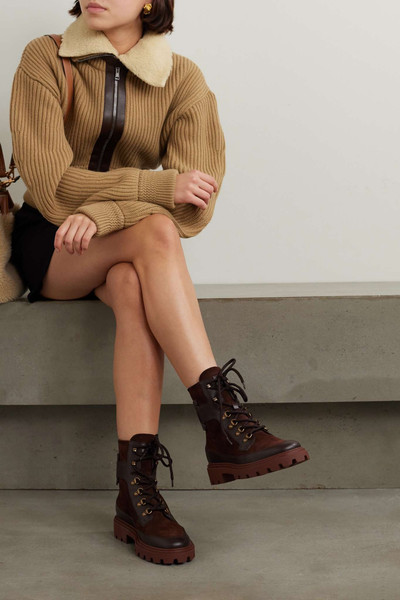 Tod's Kate leather-trimmed suede ankle boots outlook