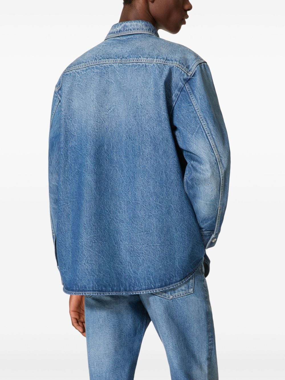 V-plaque denim shirt - 4