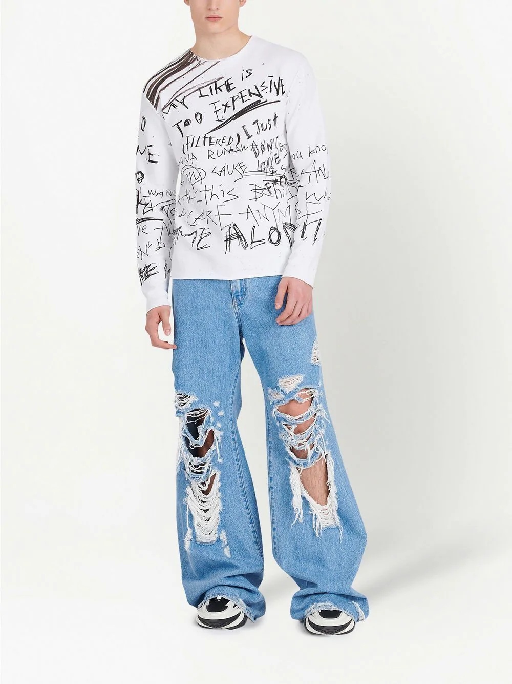 graphic-print raw-cut sweatshirt - 2