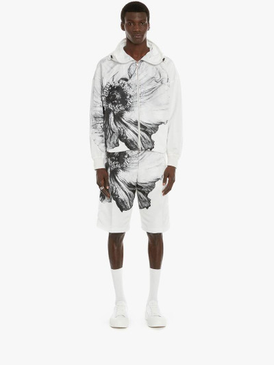 Alexander McQueen Flower Print Polyfaille Shorts in White/black outlook